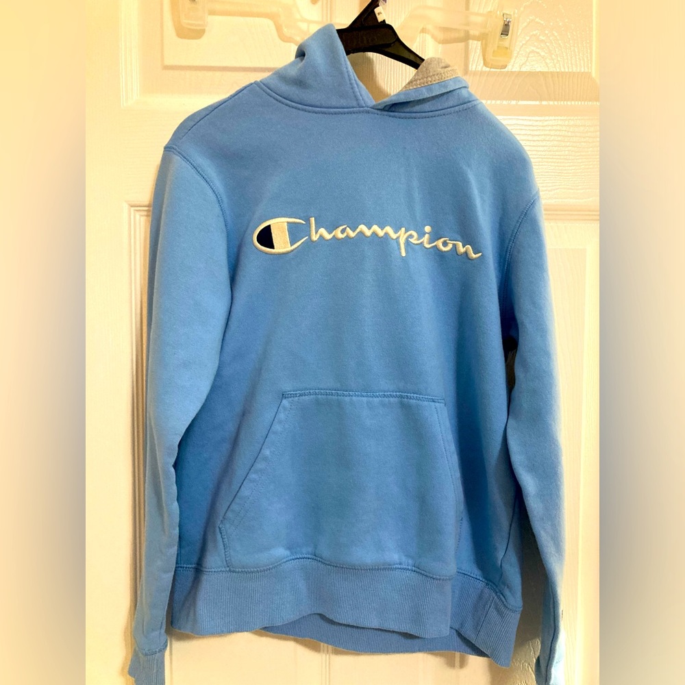 Boys Champion Light Blue Hoodie Sz L